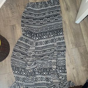 Aztec Maxi Skirt Black White Chiffon